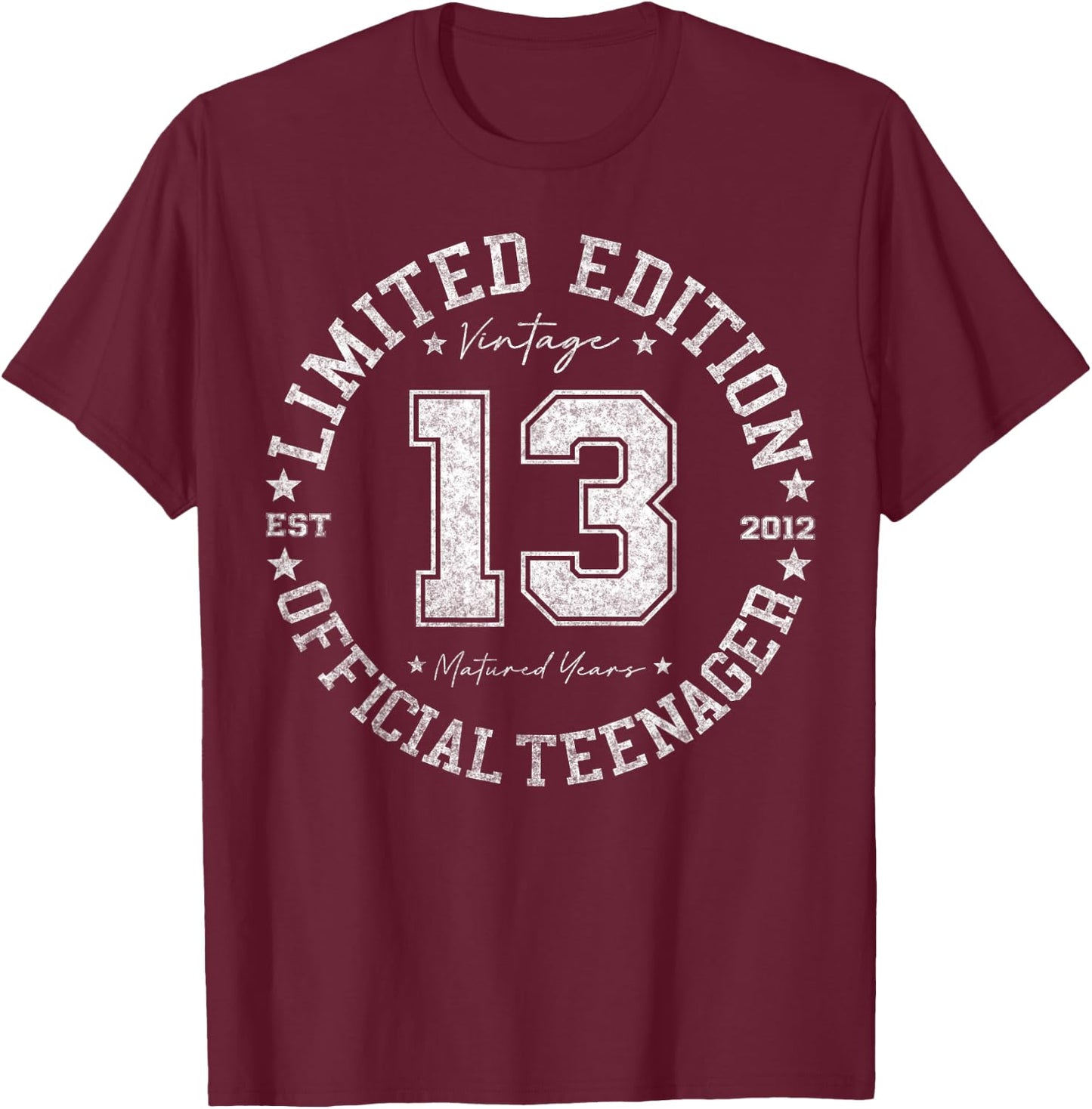 Retro One Of a Kind Shirts Women 2025 Official Teenager 13 Year Old Gifts Vintage 13th Birthday - -Kids 13-year-olds Black Short Sleeve - Small T-Shirt - T-Shirt | Maroon
