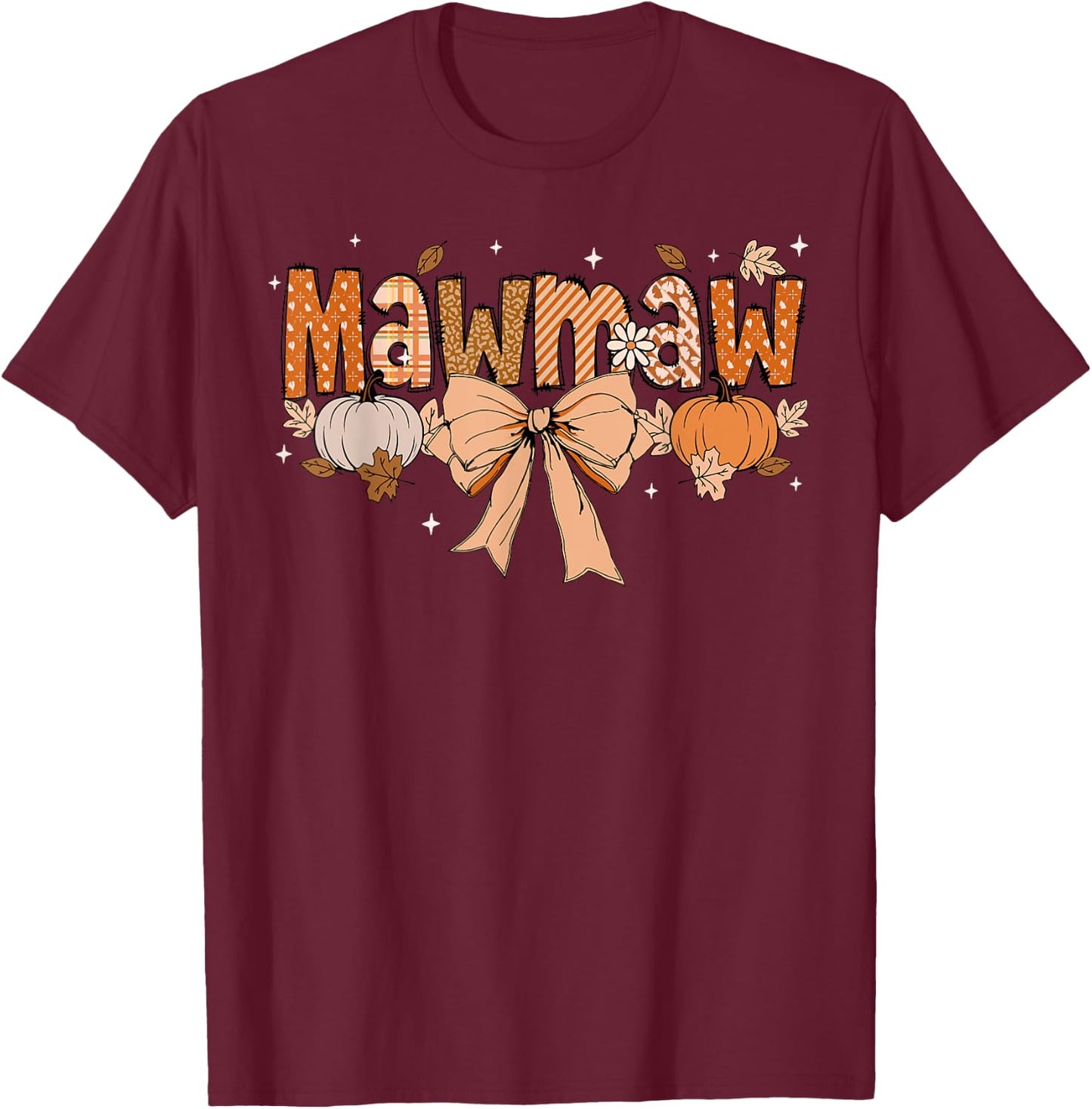 Mawmaw Pumpkin Fall Coquette Bow Thanksgiving Mom Women T-Shirt - T-Shirt | Maroon