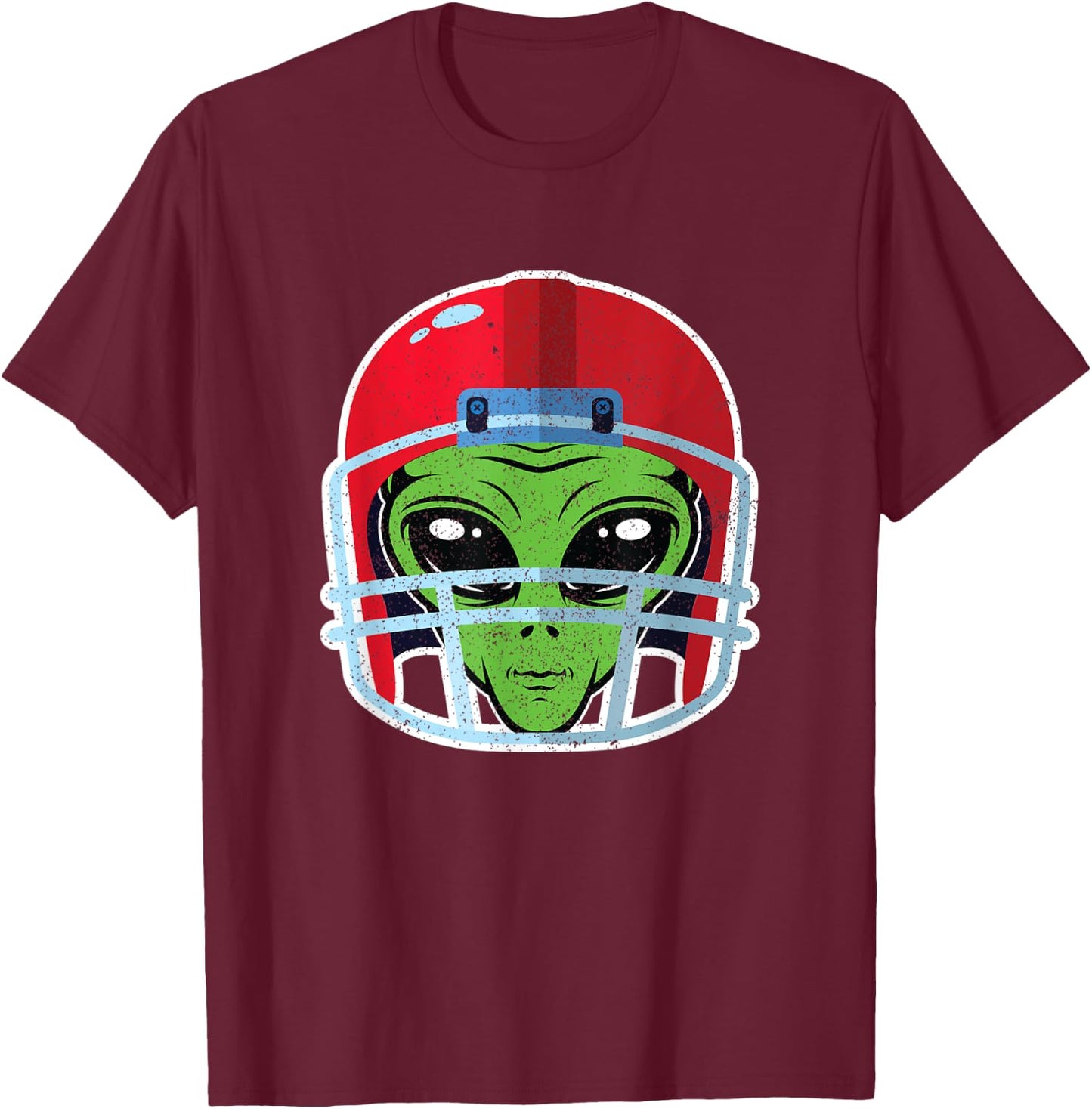 Alien Football Helmet Halloween Gift Outer Space Lover T-Shirt - T-Shirt | Maroon