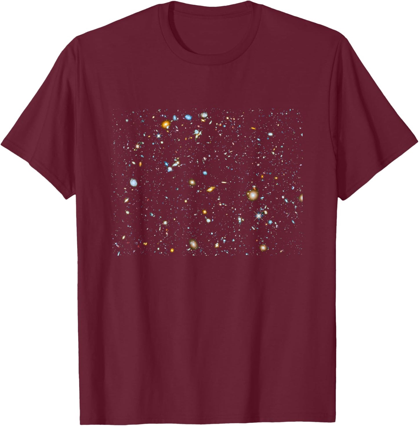 Hubble Deep Field Galaxy T-Shirt - T-Shirt | Maroon