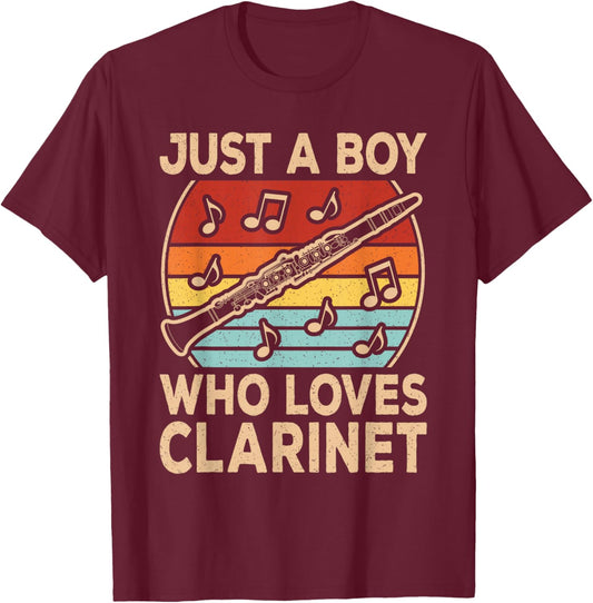 Just A Boy Who Loves Clarinet Funny Clarinetist Boys Kids T-Shirt - T-Shirt | Maroon