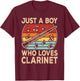Just A Boy Who Loves Clarinet Funny Clarinetist Boys Kids T-Shirt - T-Shirt | Maroon