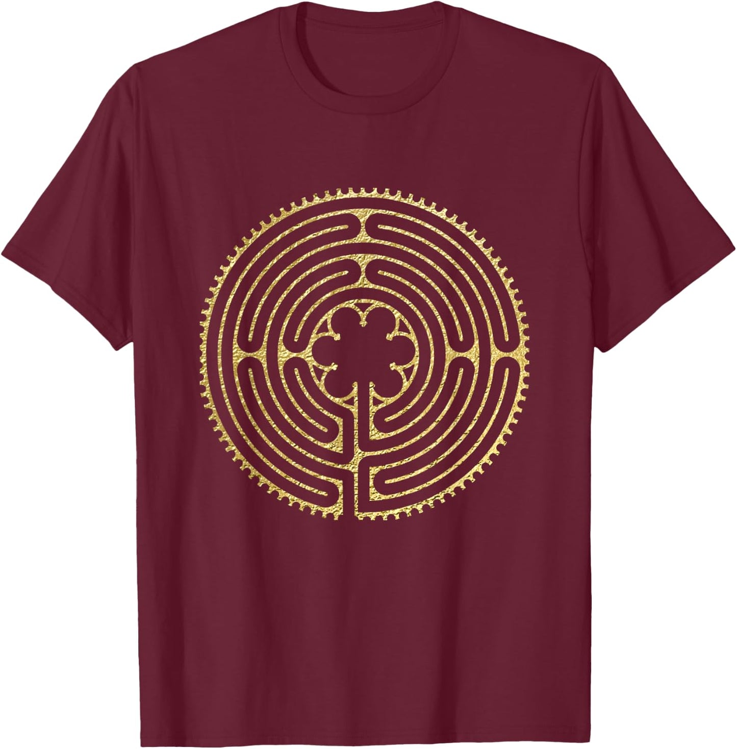 Labyrinth Ancient Chartres Maze Yoga Design T-Shirt - T-Shirt | Maroon