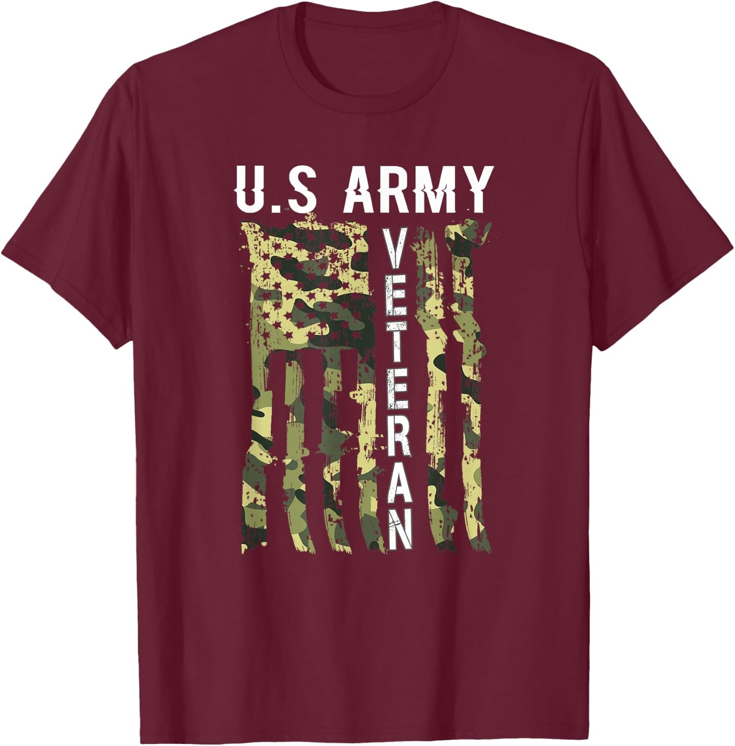 Veteran USA Camo 4th of July Shirt Man Woman T-Shirt - T-Shirt | Maroon