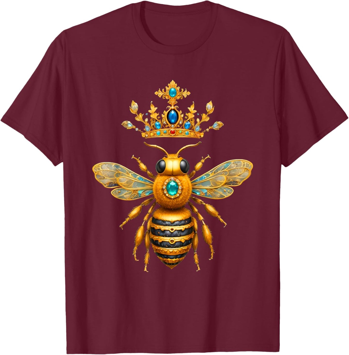 Queen Bee Crown Women Men Girls Honey Hive Bee Keeper Bee T-Shirt - T-Shirt | Maroon