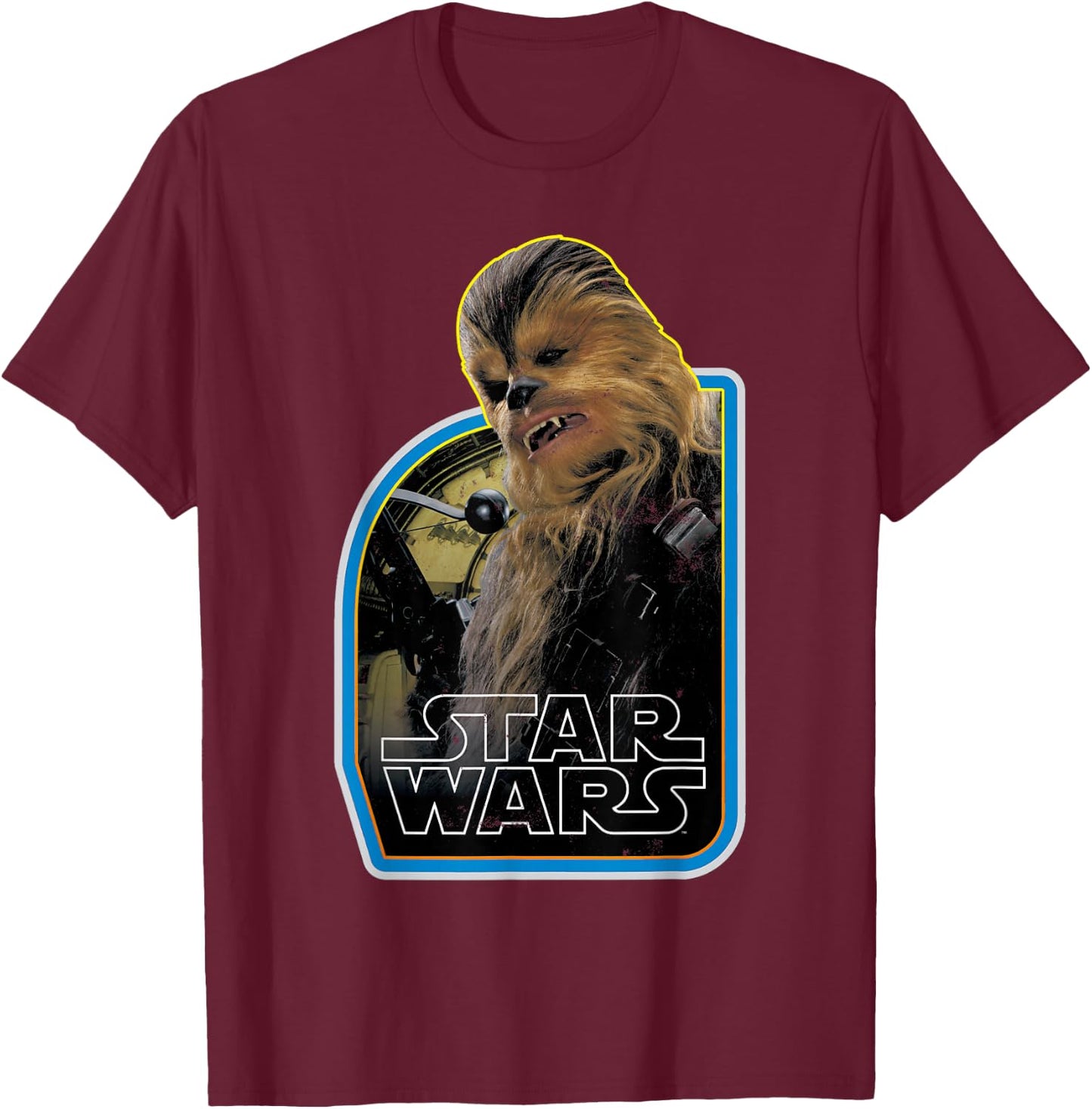 Star Wars Chewbacca Episode 7 Bowcaster Graphic T-Shirt - T-Shirt | Maroon