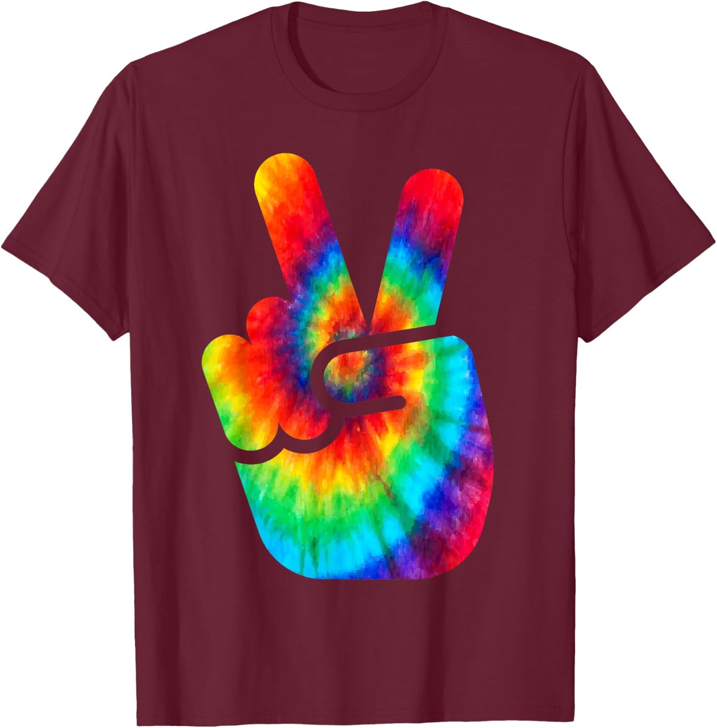 Cool Peace Hand Tie Dye For Boys And Girls T-Shirt - T-Shirt | Maroon