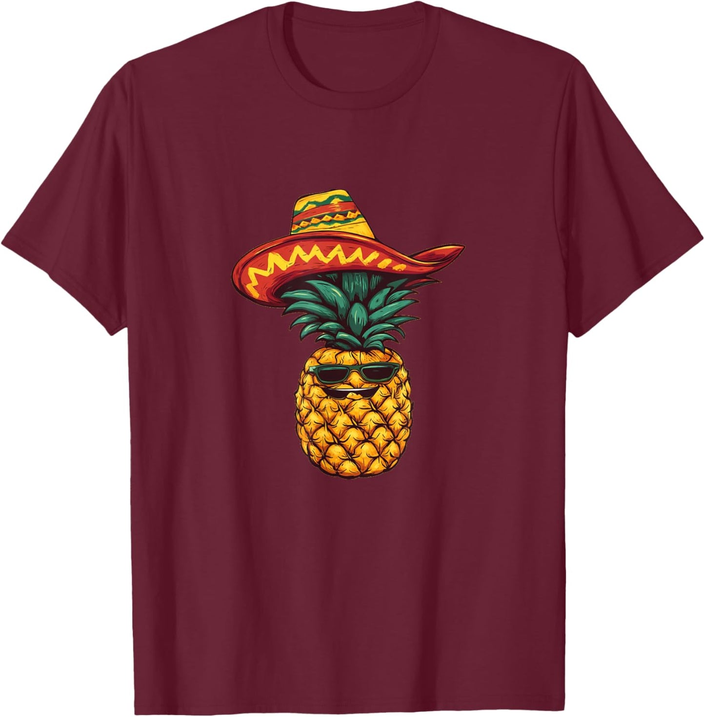 Viva la Piña with a Cool Pineapple Sombrero Costume T-Shirt - T-Shirt | Maroon
