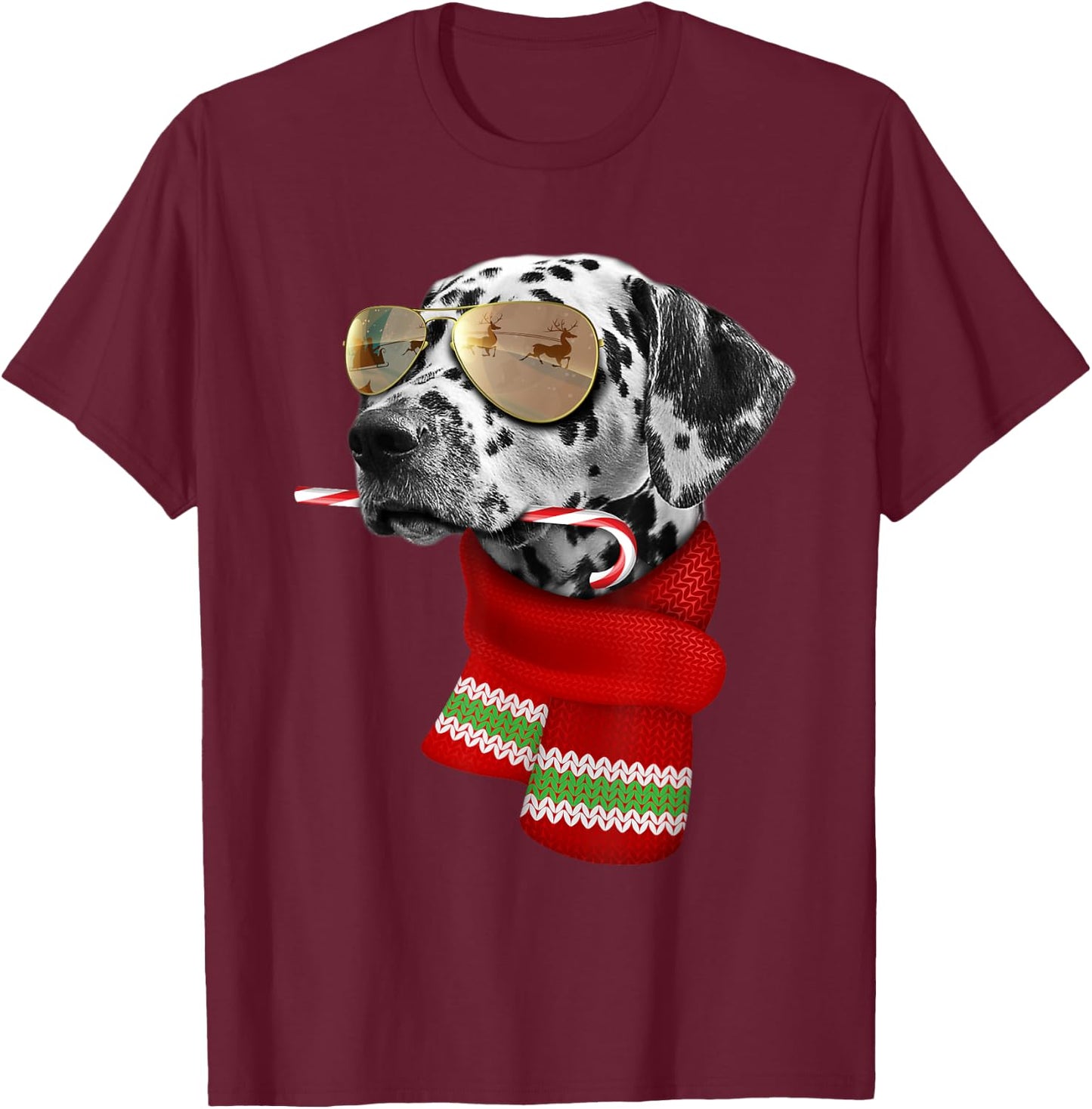 Dalmatian shirt Cute Christmas Gift Dog Lovers Sunglasses T-Shirt - T-Shirt | Maroon