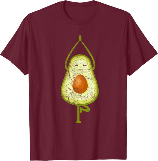 Yoga Avocado Funny Vegan Yoga Master Cute Avocado Lovers T-Shirt - T-Shirt | Maroon