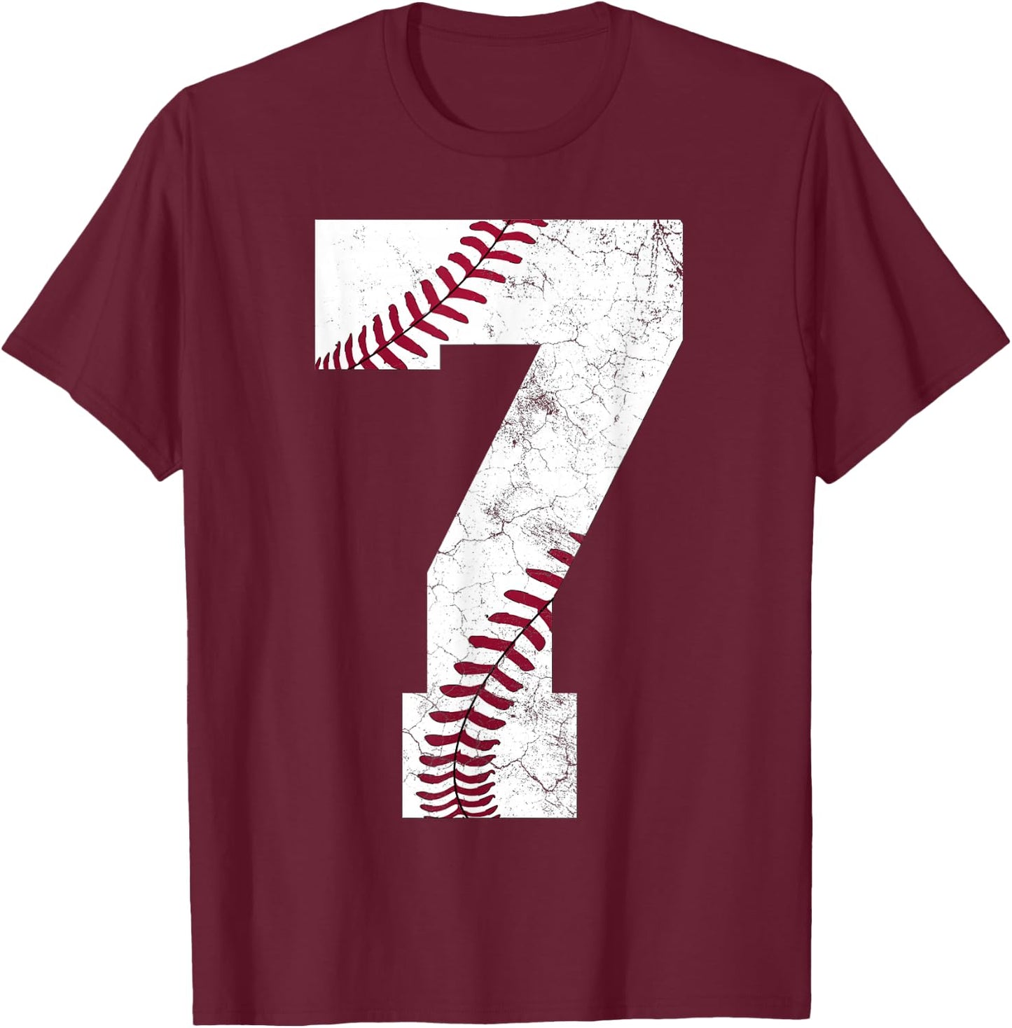 7th Birthday 2019 Baseball Boys Kids Seven 7 Seventh Gift T-Shirt - T-Shirt | Maroon