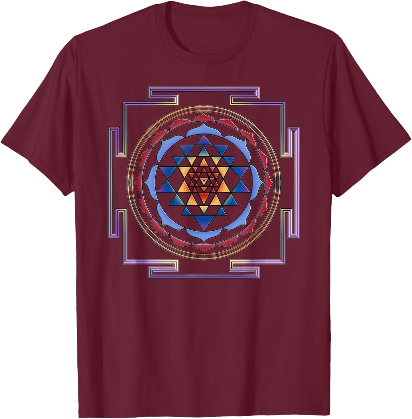 SRI YANTRA - luck and prosperity II - colored I T-Shirt - T-Shirt | Maroon