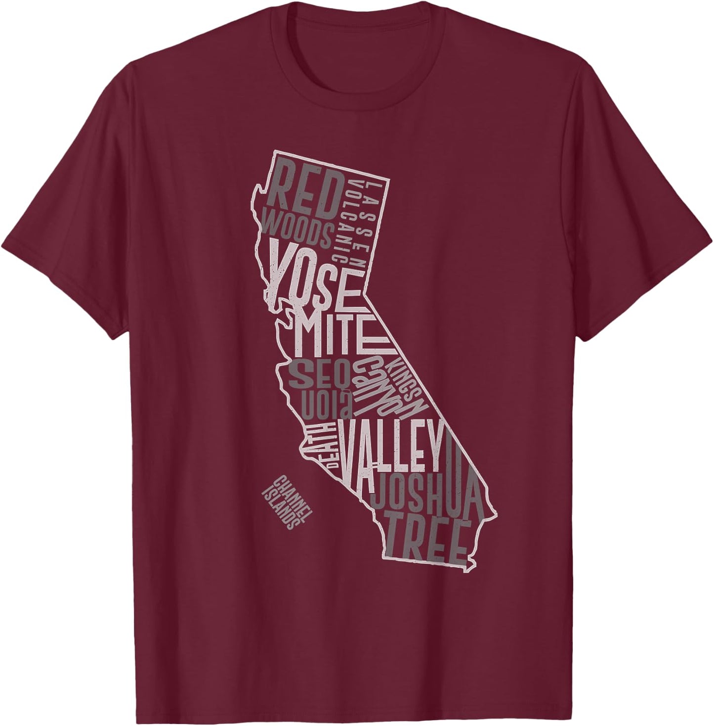 California National Parks Shirt Vintage Cali Parks Map T-Shirt - T-Shirt | Maroon