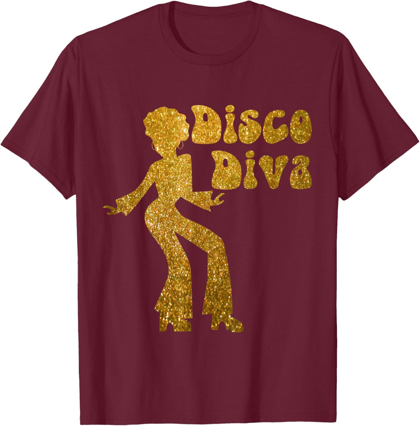 Disco Diva - Retro 70's Seventies Retro Disco Ball T-Shirt - T-Shirt | Maroon
