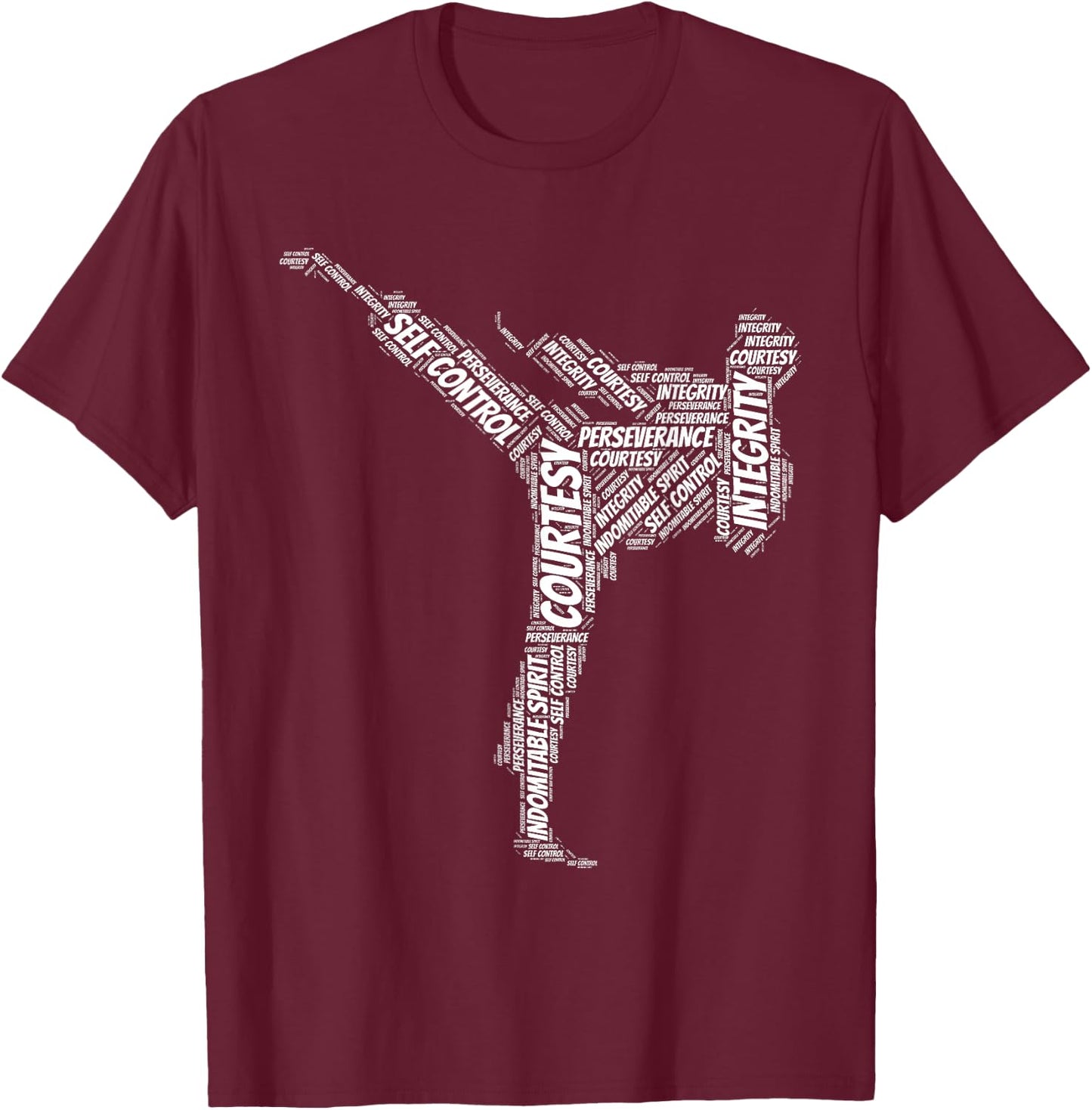 Taekwondo Fighter 5 Tenets of TKD Martial Arts T-Shirt - T-Shirt | Maroon