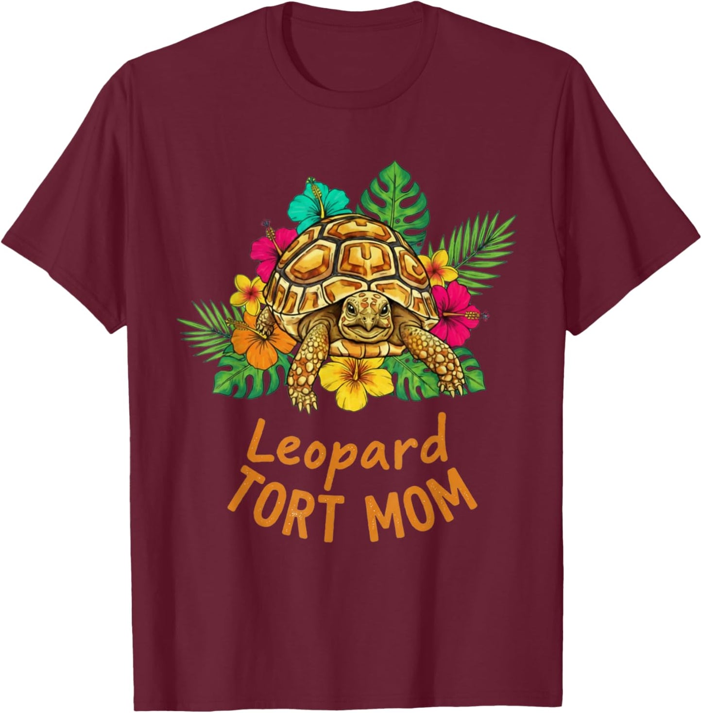 Leopard Tort Mom Tortoise Gift T-Shirt - T-Shirt | Maroon