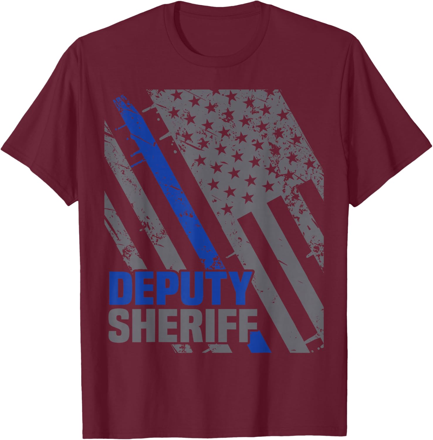 Deputy Sheriff Police Thin Blue Line Cop T-Shirt - T-Shirt | Maroon