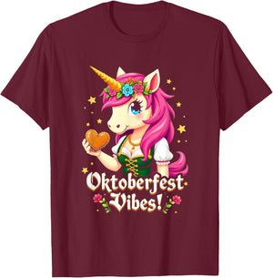 German Unicorn Drindl Funny Oktoberfest Vibes Kids Teens T-Shirt - T-Shirt | Maroon