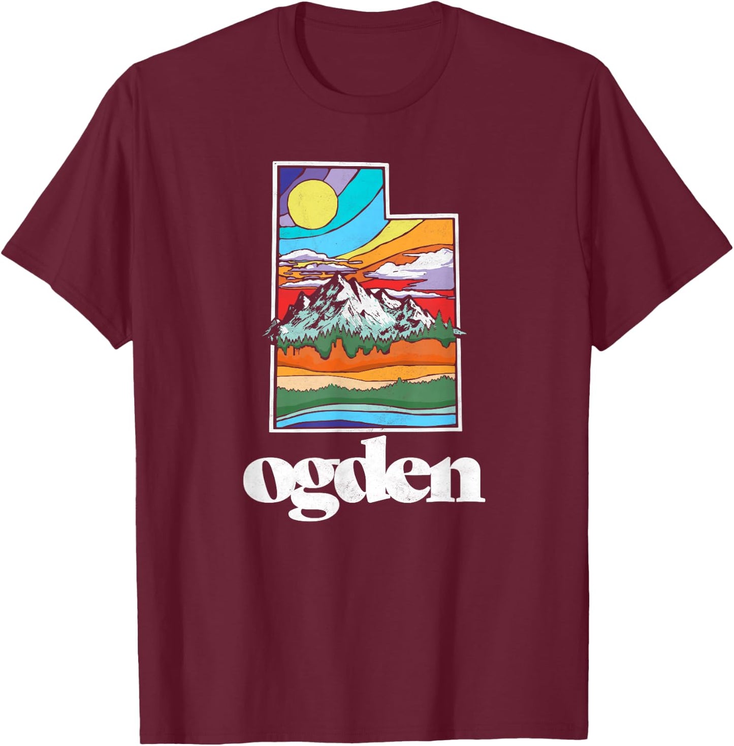 Ogden Utah Vintage Nature Outdoor Graphic T-Shirt - T-Shirt | Maroon