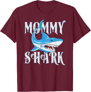Mommy Shark Shirt, Funny Mom Matching Gift T-Shirt - T-Shirt | Maroon