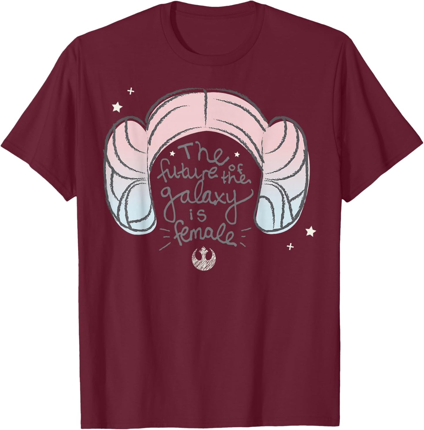 Star Wars Leia Buns The Future Of The Galaxy Is Female T-Shirt - T-Shirt | Maroon