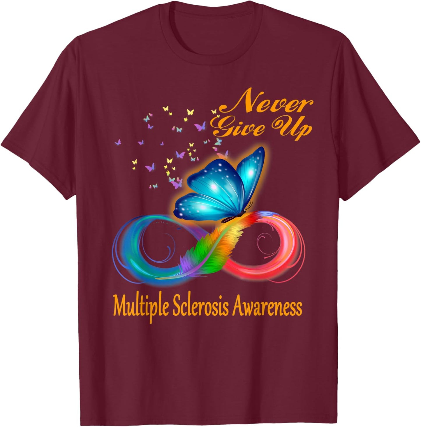 Butterfly Multiple Sclerosis Awareness T-Shirt - T-Shirt | Maroon