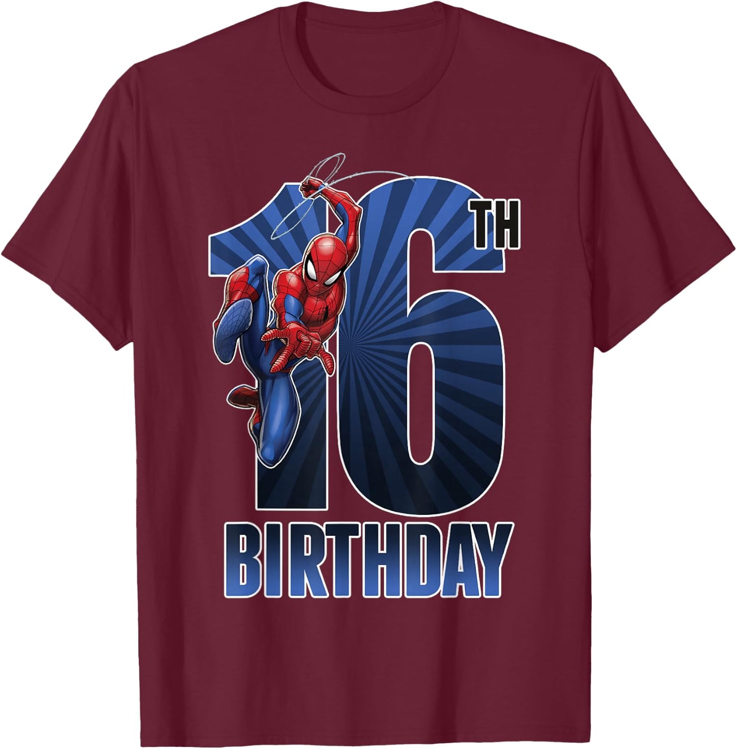 Marvel Spider-Man Swinging 16th Birthday Graphic T-Shirt - T-Shirt | Maroon