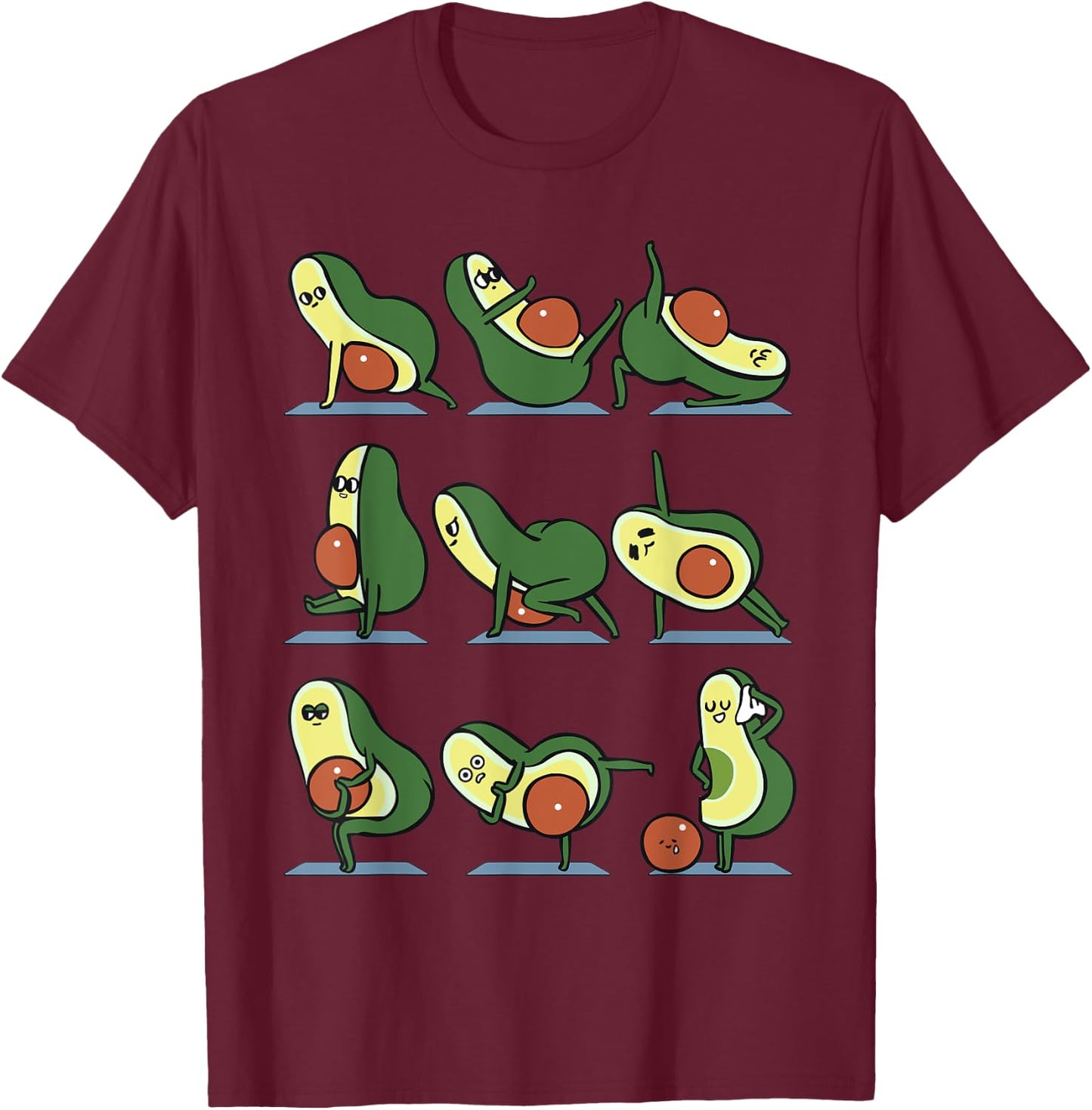 Avocado Yoga For A Flat Tummy T-Shirt - T-Shirt | Maroon