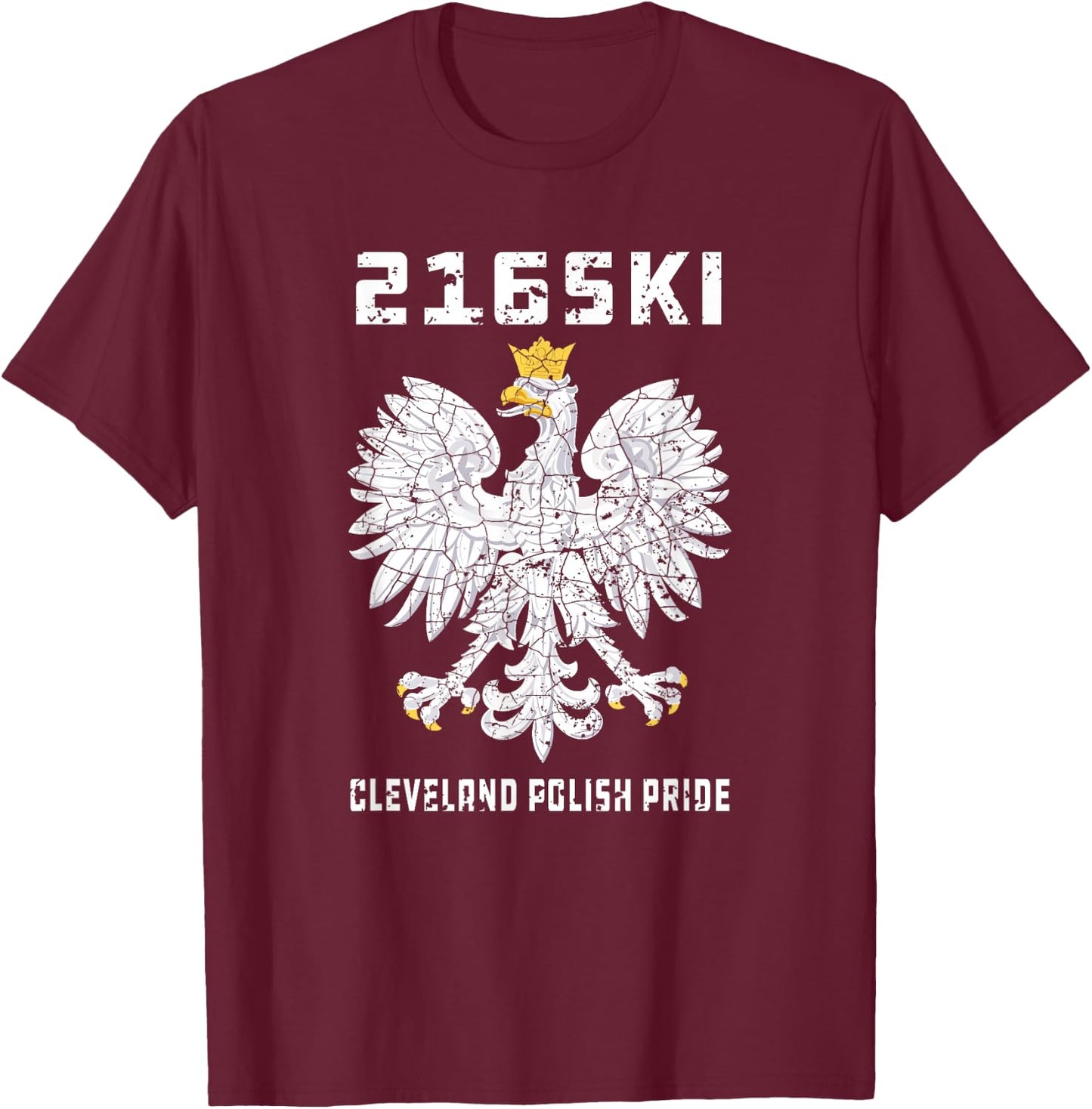 Cleveland Polish Pride 216SKI Dyngus Day Polska T-Shirt - T-Shirt | Maroon
