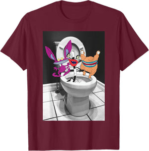 Nickelodeon AAAHH! Real Monsters In Toilet T-Shirt - T-Shirt | Maroon