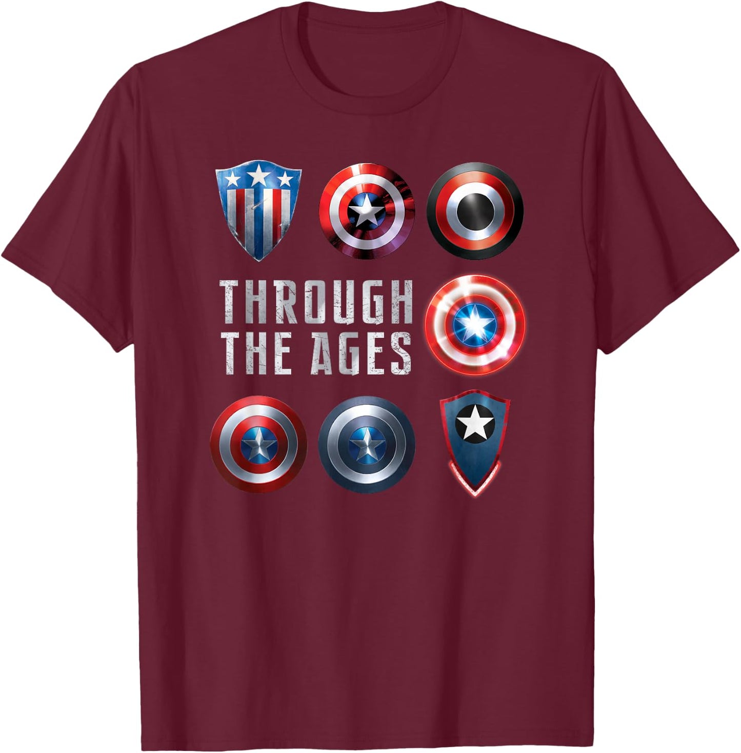 Marvel Captain America Shield Styles T-Shirt - T-Shirt | Maroon