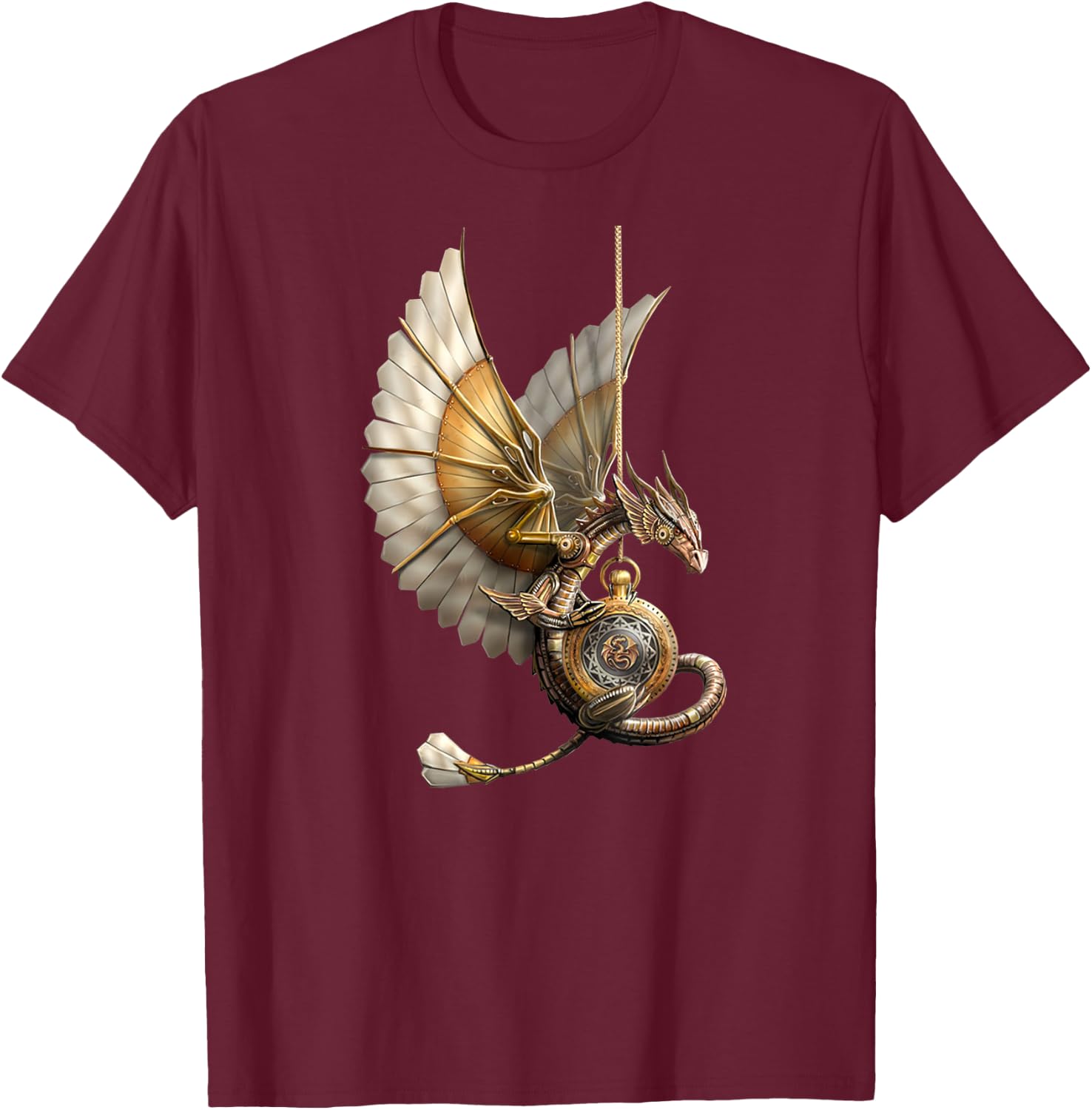 Steampunk Dragon on Clock Vintage T-Shirt - T-Shirt | Maroon