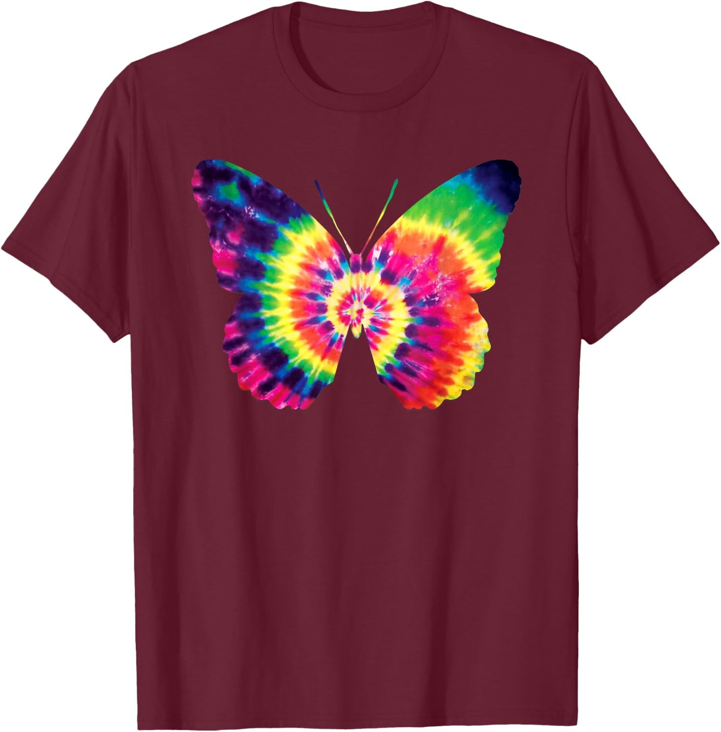 Rainbow Tie Dye Butterfly Tye Die Look Cool T-Shirt - T-Shirt | Maroon