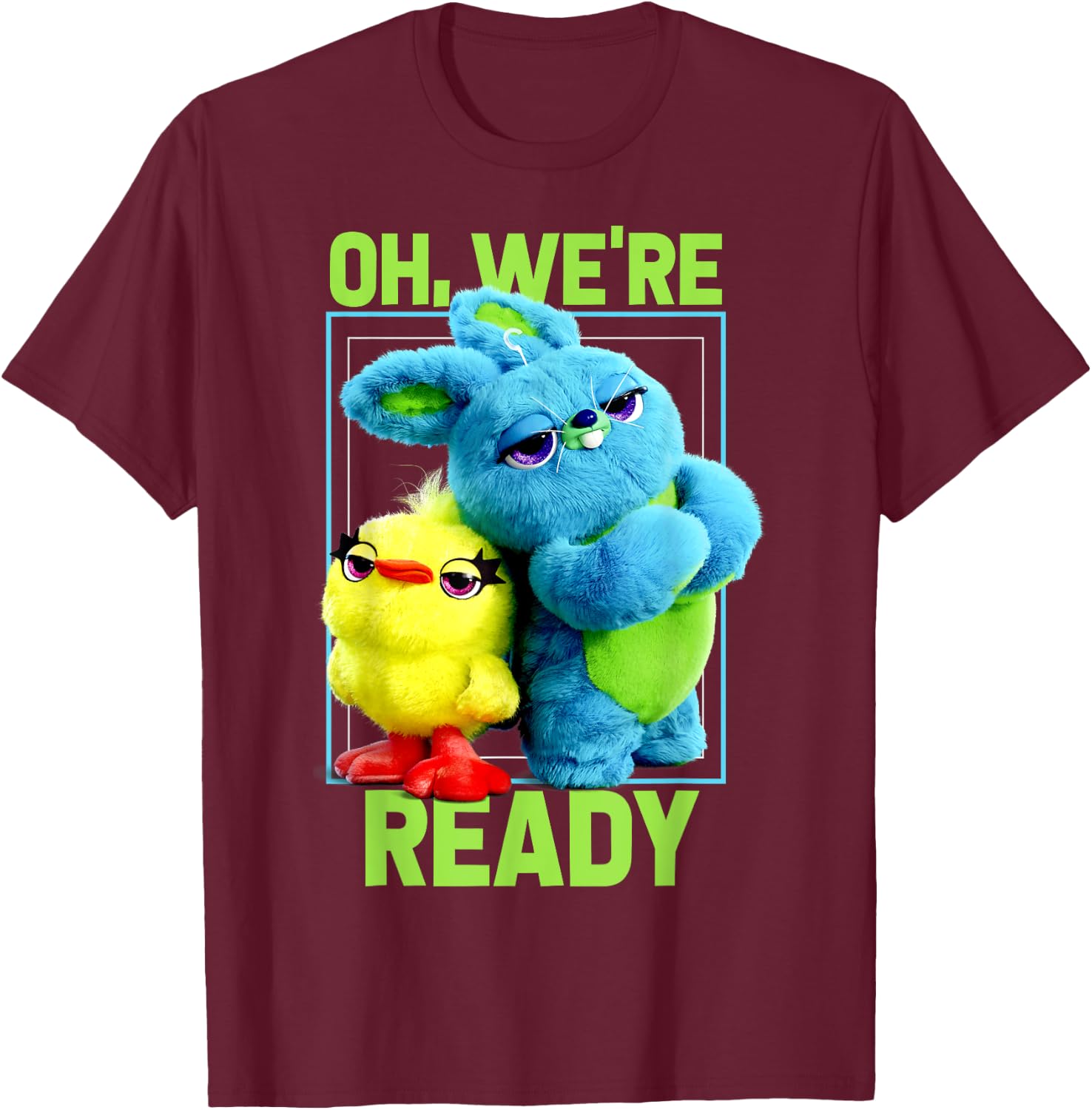 Pixar Toy Story 4 Ducky & Bunny Oh, We're Ready T-Shirt - T-Shirt | Maroon