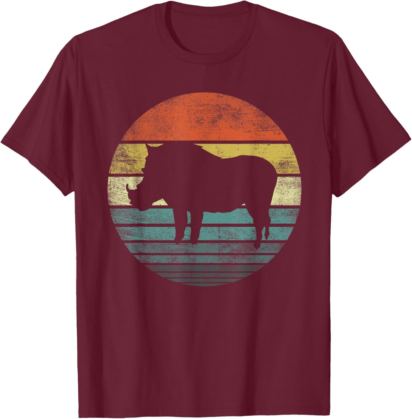 Warthog Lover Gift Funny Retro Vintage Zoo Animal Silhouette T-Shirt - T-Shirt | Maroon