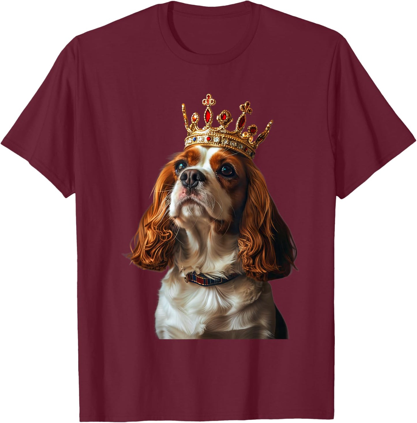 Cavalier King Charles Spaniel King Crown T-Shirt - T-Shirt | Maroon