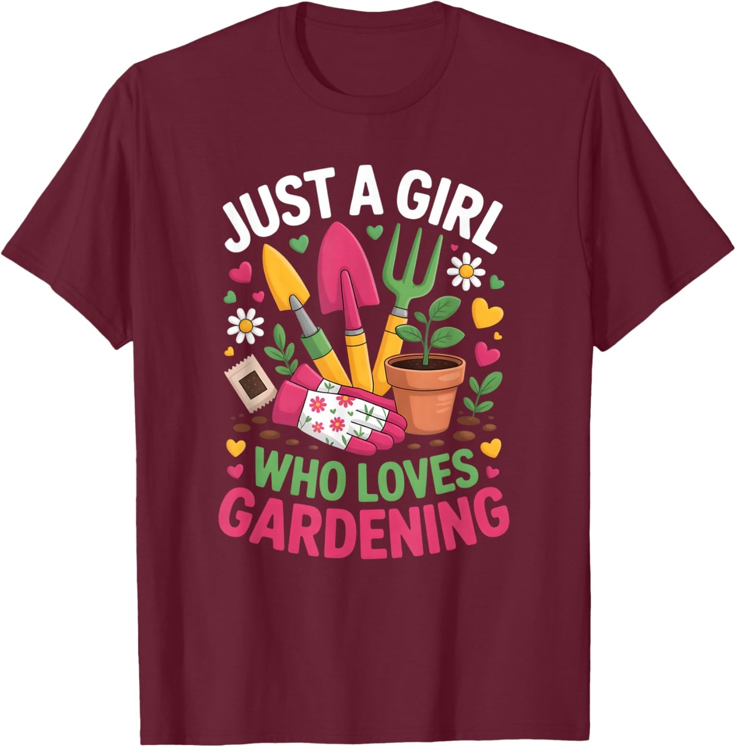 Girls Gardening T-Shirt - T-Shirt | Maroon