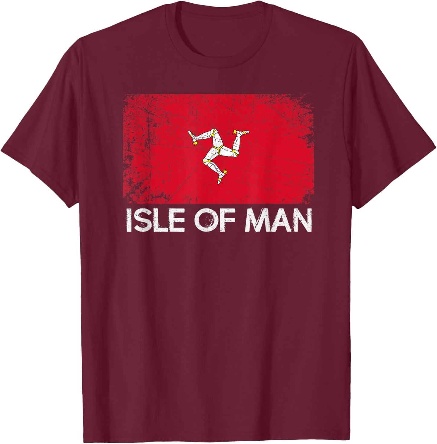 Manx Flag | Vintage Made In Isle of Man Gift T-Shirt - T-Shirt | Maroon
