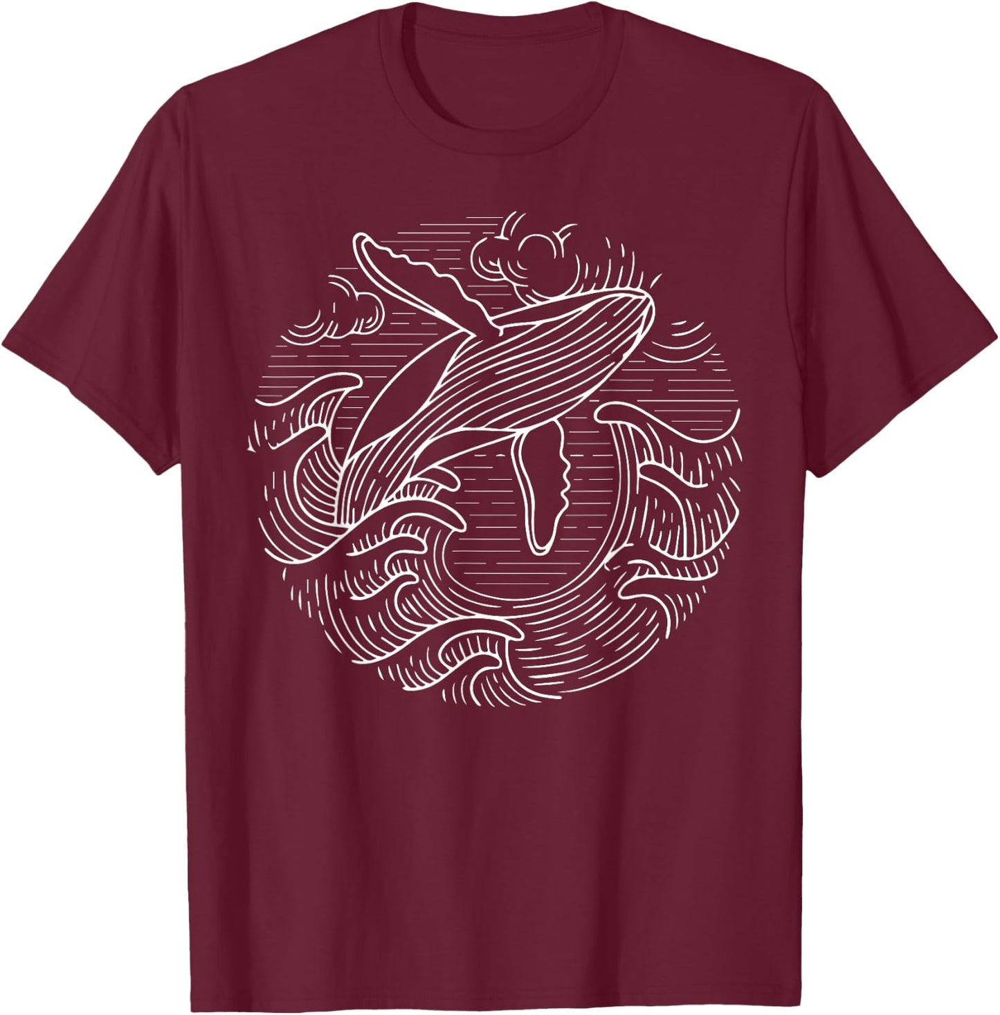 Whale Shirt Ocean Waves Humpback Whale T-Shirt - T-Shirt | Maroon