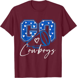 Go Cheer Cowboys Design Gift Women Girls T-Shirt - T-Shirt | Maroon