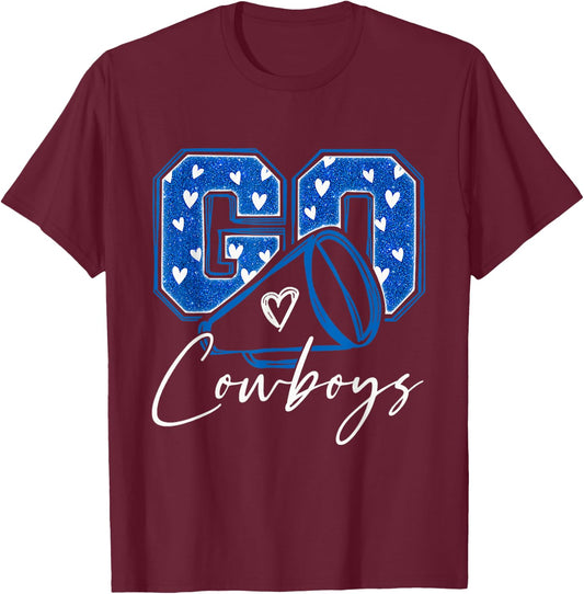 Go Cheer Cowboys Design Gift Women Girls T-Shirt - T-Shirt | Maroon