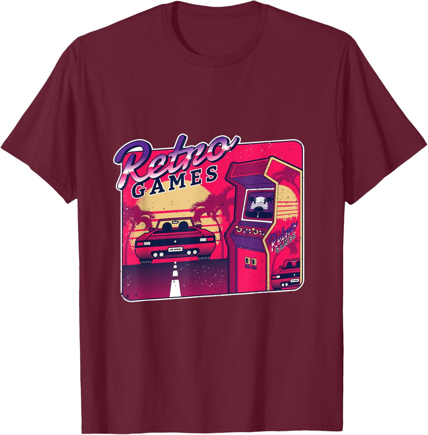 Old School Gamer Gift Vintage 80's Arcade Retro Video Games T-Shirt - T-Shirt | Maroon