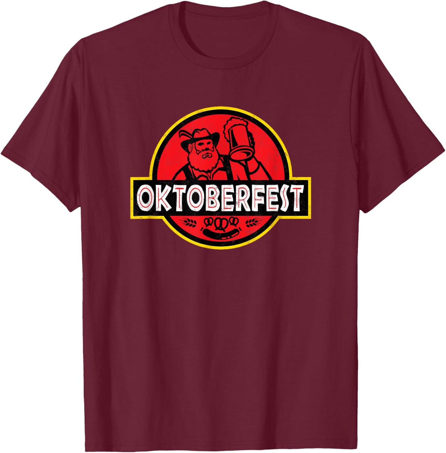 Prost Bavarian Man Oktoberfest Festival T-Shirt - T-Shirt | Maroon