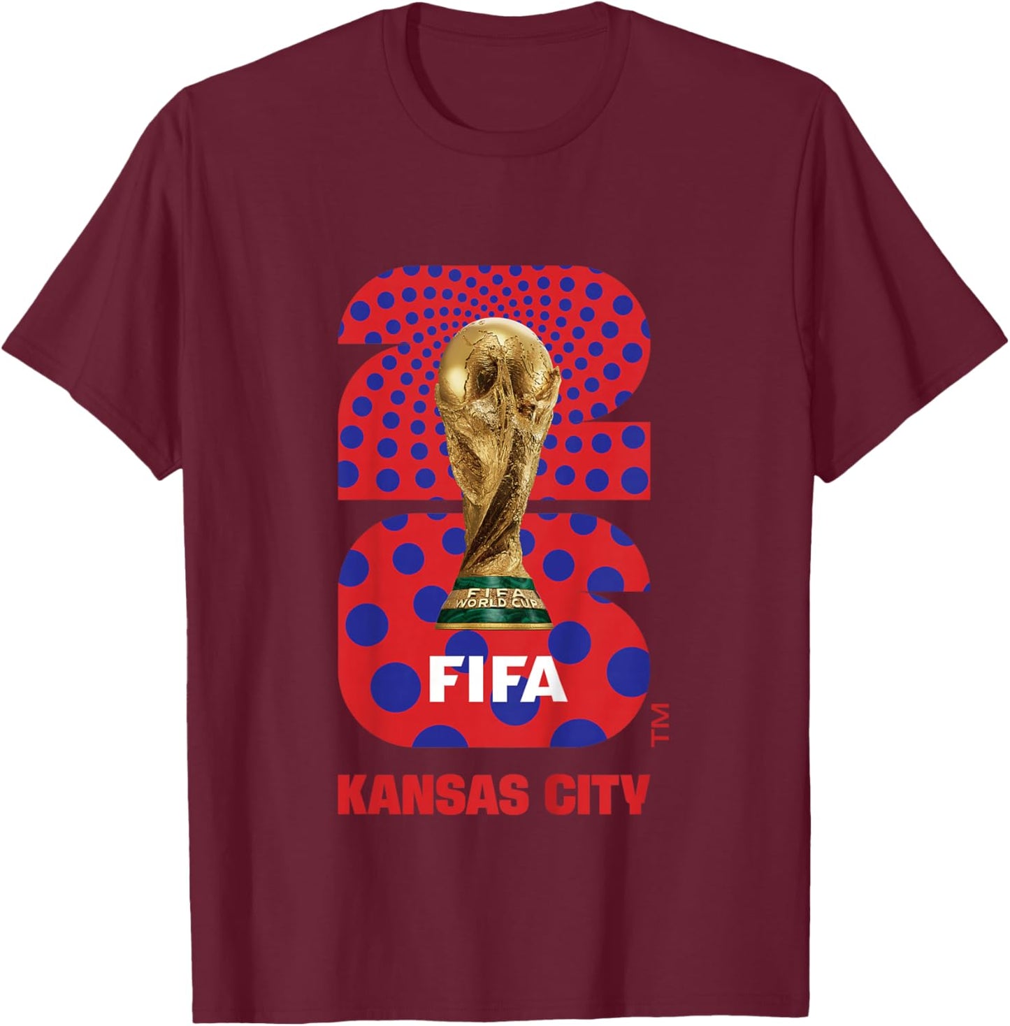 Kids FIFA World CUP26 Kansas City Trophy Color T-Shirt - T-Shirt | Maroon