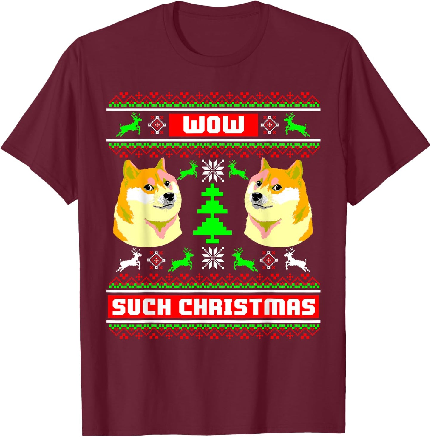 Doge Meme Funny Doge shirt Dog Ugly Christmas T-Shirt - T-Shirt | Maroon