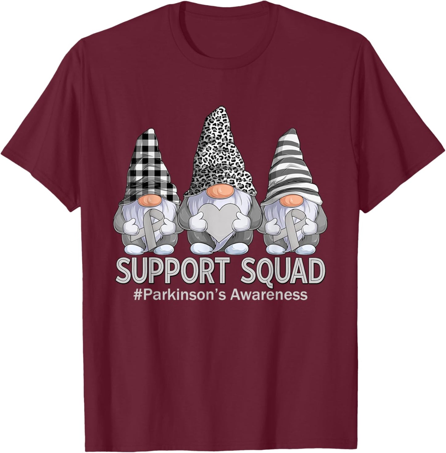Gnome Support Squad Parkinson’s Awareness T-Shirt - T-Shirt | Maroon
