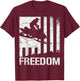 Snowmobile Snowmobiling Freedom Flag T-Shirt - T-Shirt | Maroon
