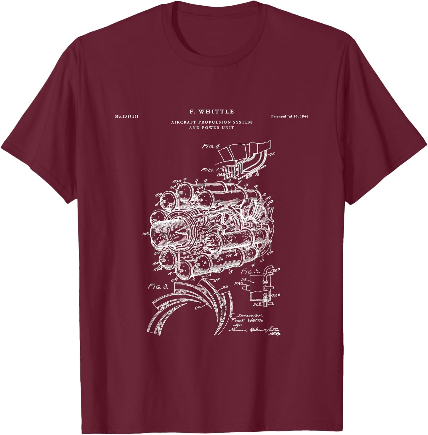 Jet Engine Patent - Plane T-Shirt - T-Shirt | Maroon