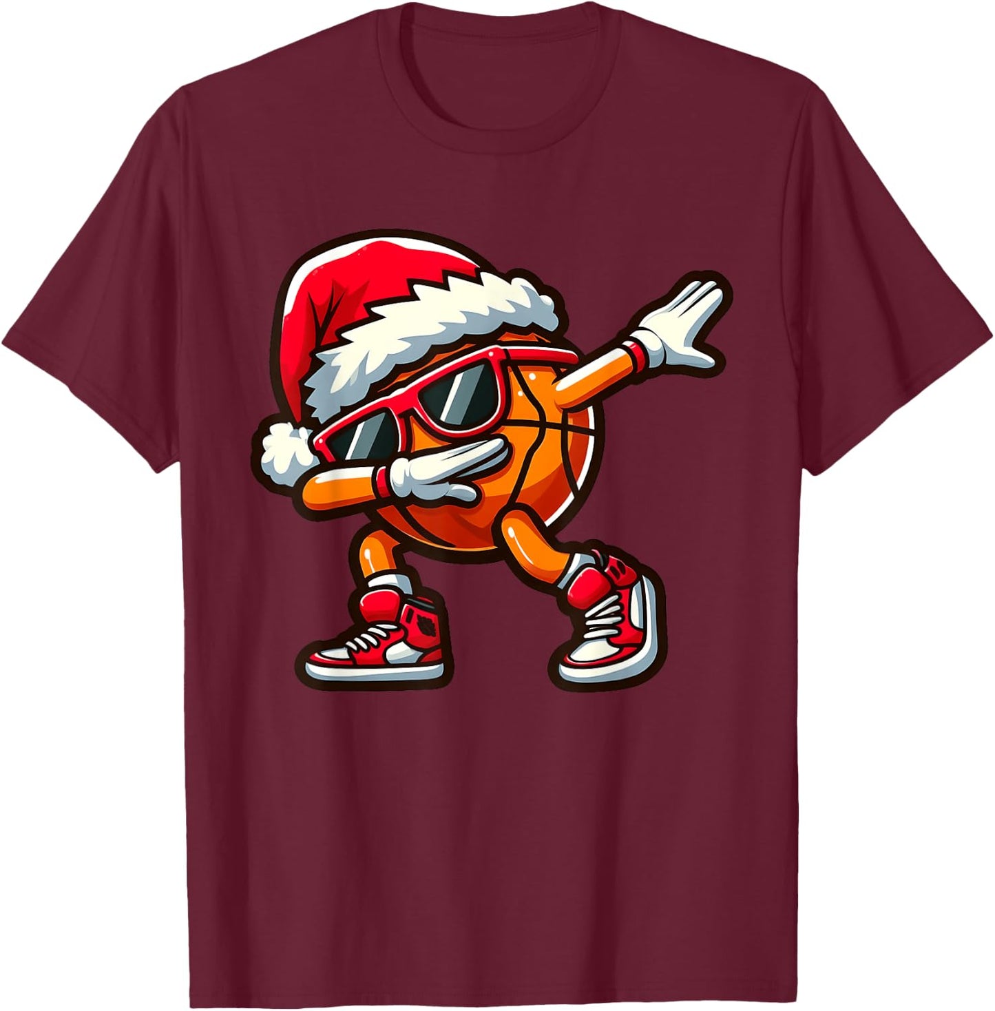 Dabbing Basketball Ball Christmas Funny Toddler Boys Pajamas T-Shirt - T-Shirt | Maroon
