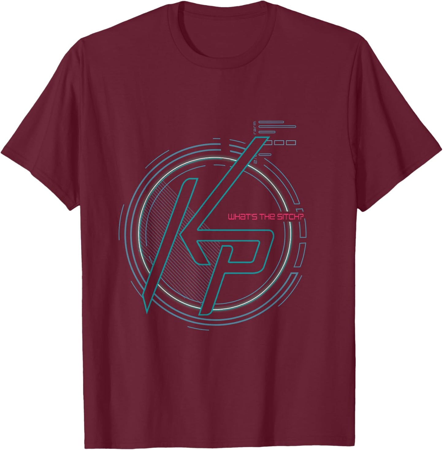 Kim Possible - Neon KP What's The Sitch Logo T-Shirt - T-Shirt | Maroon